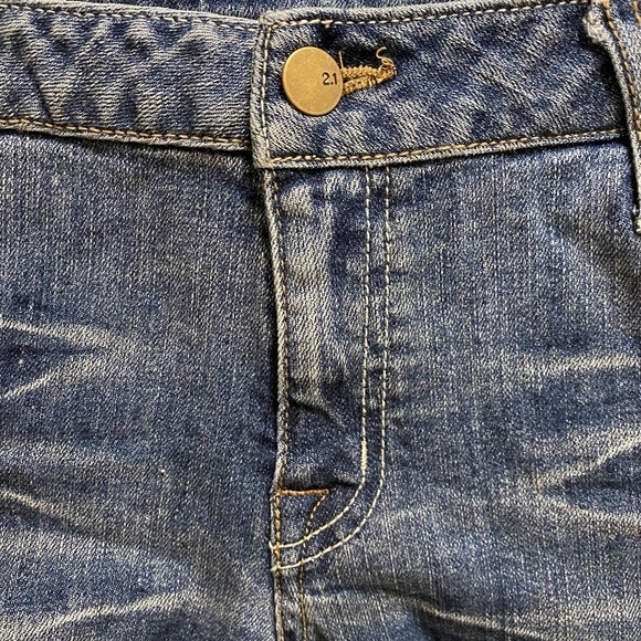 2.1 Denim Blue Jean Distressed Cuffed Shorts Size 30 New Without Tag - Picture 2 of 6